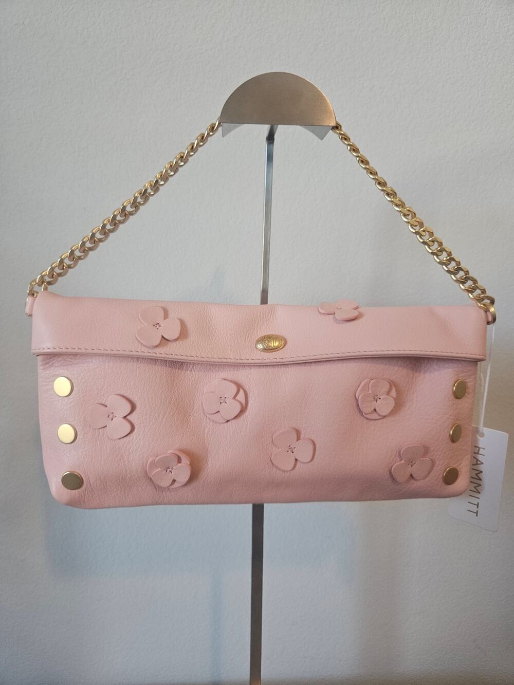 Hammitt Invitation Clutch Flamingo Flora colorway with Brushed GHW